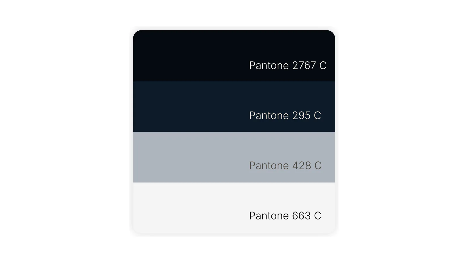 A paleta fechada em Pantone, do marinho ao branco